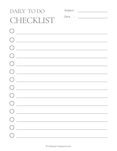 Daily To Do Checklist