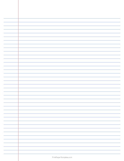 Narrow Ruled Paper Template