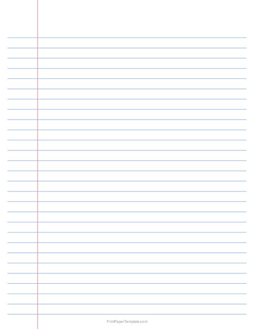 Wide Ruled Paper Template