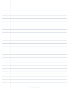 Wide Ruled Paper Template
