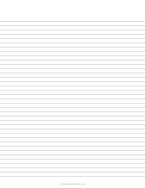 Narrow Ruled Paper without Side Margin