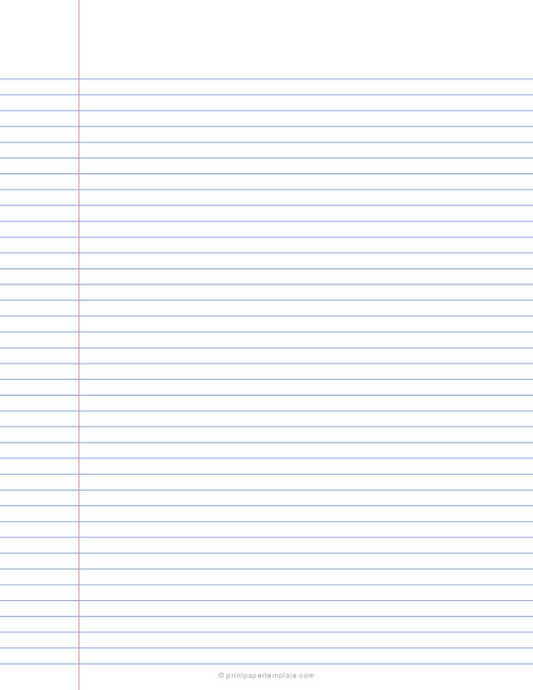 Letter Size Narrow Ruled Paper Template