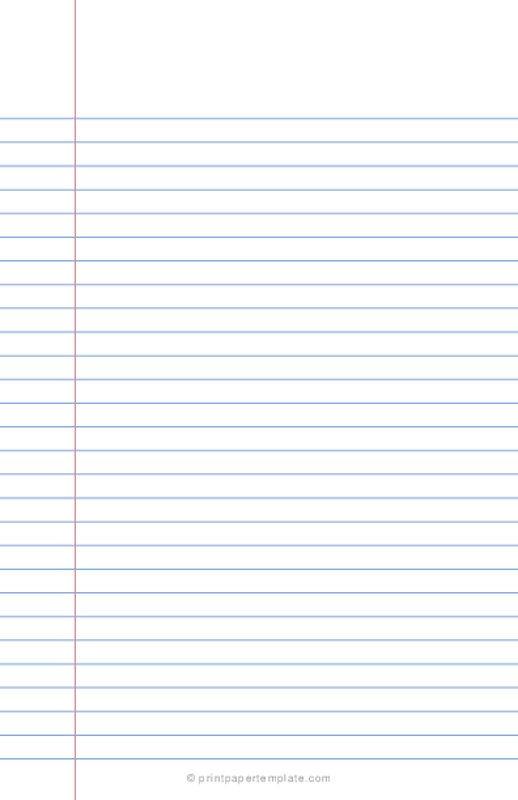 Half Letter (Junior) Narrow Ruled Paper Template