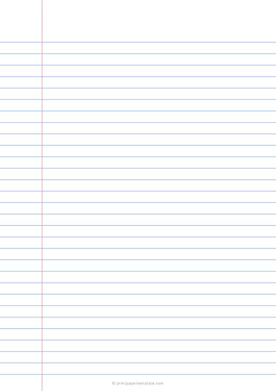 A4 College Ruled Paper Template