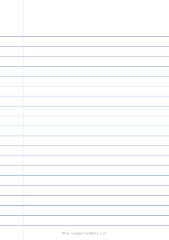 A5 College Ruled Paper Template