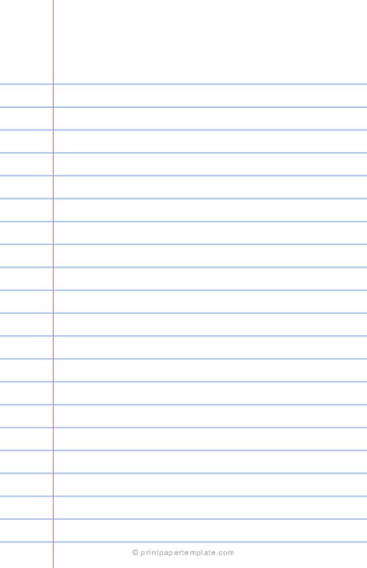 Half Letter (Junior) College Ruled Paper Template