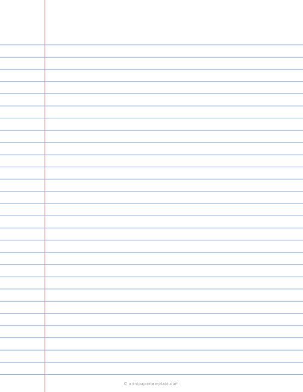 Letter Size College Ruled Paper Template